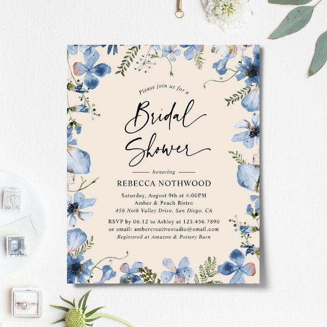 Lámina Invitación a ducharse nupcial de Blue Boho Neutral (Subido por el creador)