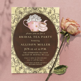 Lámina Invitación a ducharse nupcial de Fiesta de té con 