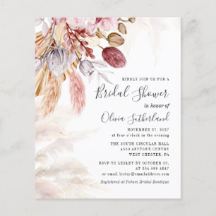 Lámina Invitación a ducharse nupcial de hierba de Pampas
