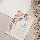Lámina Invitación a escritura floral rosa de cumpleaños n<br><div class="desc">Dusty Blue Pink Floral Surprise 60th Birthday party budget (invitación al presupuesto para fiestas de cumpleaños) usted puede fácilmente personalizar con los detalles de su fiesta haciendo clic en el botón "Personalizar".</div>