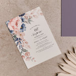 Lámina Invitación a escritura floral rosa de cumpleaños n<br><div class="desc">Dusty Blue Pink Floral Surprise 60th Birthday party budget (invitación al presupuesto para fiestas de cumpleaños) usted puede fácilmente personalizar con los detalles de su fiesta haciendo clic en el botón "Personalizar".</div>