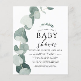 Lámina Invitación a Eucalyptus de Baby Shower Greenery