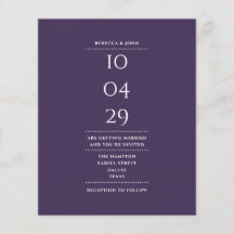 Invitación a fecha de Boda púrpura de presupuesto