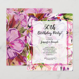 Lámina Invitación a fiesta de cumpleaños de acuarela flor