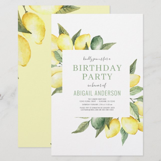 Lámina Invitación a fiesta de cumpleaños de cualquier eda (Anverso / Reverso)