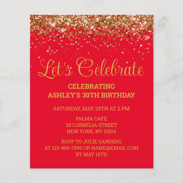 Lámina Invitación a fiesta de cumpleaños número 30 de Bud (Anverso)