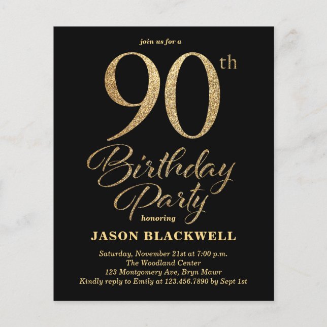 Lámina Invitación a fiesta de cumpleaños número 90 del pr (Anverso)