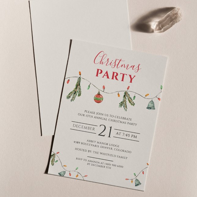 Lámina Invitación a fiesta de feriado de Navidades de neg (Boho Christmas Business Party Invitation)