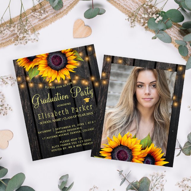 Lámina Invitación a fiesta de graduación de foto rústica  (Subido por el creador)