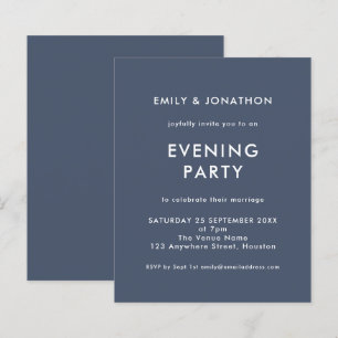 Lámina Invitación a Fiesta de la noche Boda azul de la Ma