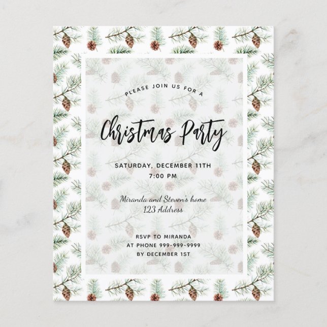 Lámina Invitación a fiesta de Navidades de presupuesto (Anverso)