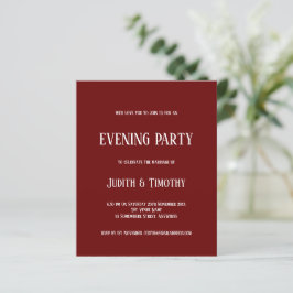 Lámina Invitación a Fiesta de Noche Borgoña de Texto Blan