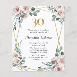 Lámina Invitación a Fiesta de oro floral con fecha de cum