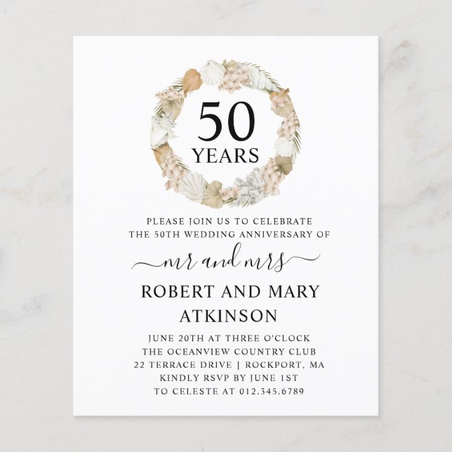 Lámina Invitación a Fiesta del 50° aniversario de Boda de (Anverso)