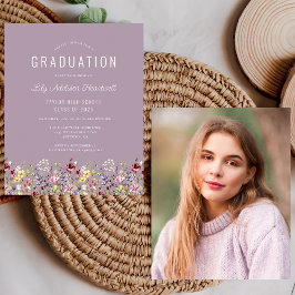 Lámina Invitación a Fiesta Mauve Grad de flores silvestre