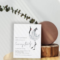 Invitación a fiesta nocturna de Boda de grúas de p