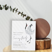 Invitación a fiesta nocturna de Boda de grúas de p