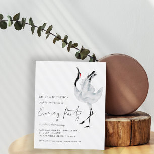Lámina Invitación a fiesta nocturna de Boda de grúas de p