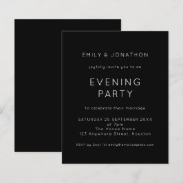 Lámina Invitación a Fiesta nocturno de Boda blanco y blan