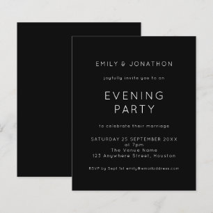 Lámina Invitación a Fiesta nocturno de Boda blanco y blan
