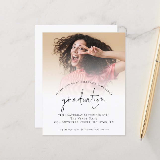 Lámina Invitación a Fiesta para graduación simple de foto (Anverso/Reverso In Situ)