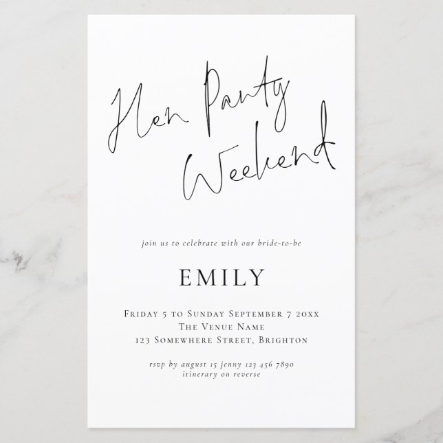 Lámina Invitación a fin de semana itinerario de script de (Anverso)