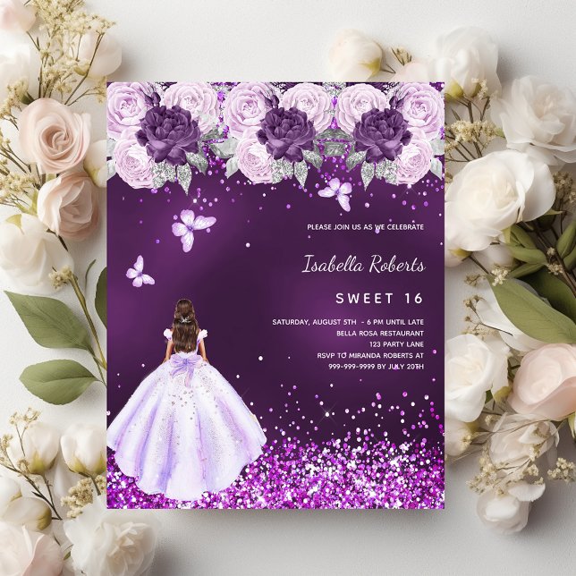 Lámina Invitación a flores rosadas de vestido dulce 16 de (Subido por el creador)