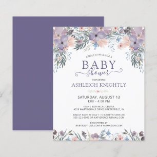 Lámina Invitación a flores silvestres de Baby Shower mora