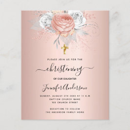 Lámina Invitación a florines de oro rosa con bautizos pre