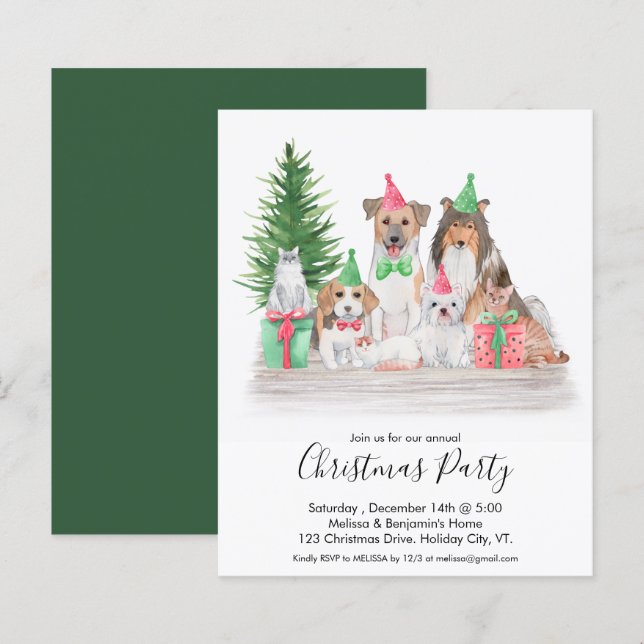 Lámina Invitación a gato de perro de los animales de los  (Anverso / Reverso)