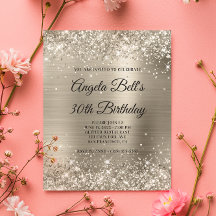 Invitación a Glam de Relieve metalizado Platino Pu