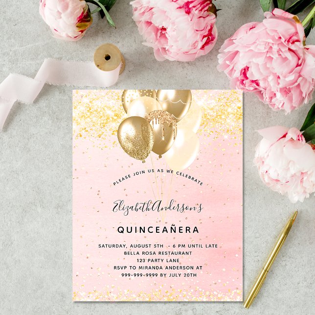 Lámina Invitación a globo de purpurina de oro ruidoso de  (Subido por el creador)