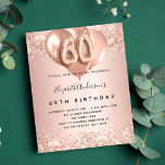 Lámina Invitación a globos rosa de oro para el 60 cumplea<br><div class="desc">Por un elegante cumpleaños número 60. Un rosa de oro falso de aspecto metálico. Decorada con oro rosa, glitte falso rosado, chispas y globos. Personalice y agregue un nombre y detalles del fiesta. El nombre está escrito con un guión de estilo con letras a mano, número 60 con fuentes de...</div>