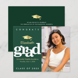 Lámina Invitación a gol de oro para graduación de foto ve
