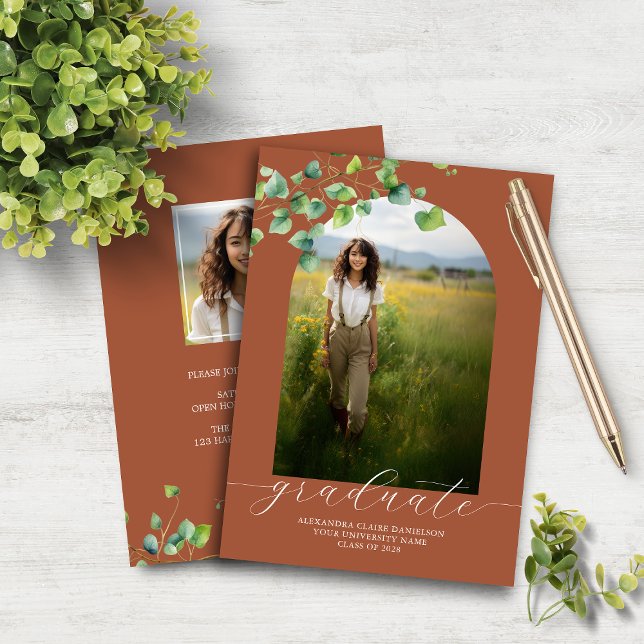 Lámina Invitación a Grad de Budget Boho Arch Ivy Terracot (Subido por el creador)