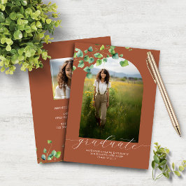 Lámina Invitación a Grad de Budget Boho Arch Ivy Terracot