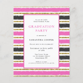 Lámina Invitación a graduación de banda negra rosada de p