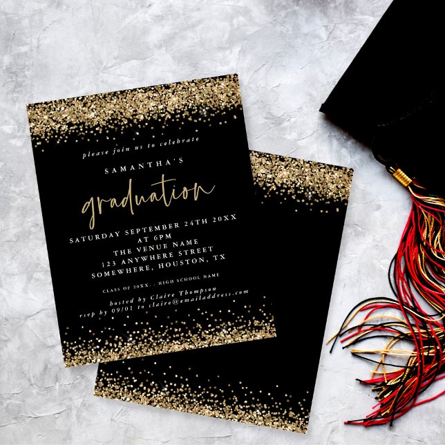 Lámina Invitación a graduación de Budget Black Gold Purpu (Subido por el creador)