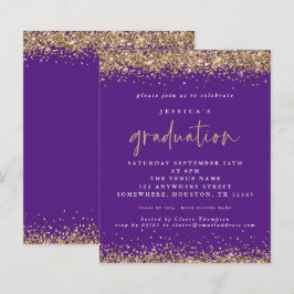 Lámina Invitación a graduación de Budget Purple Gold Purp
