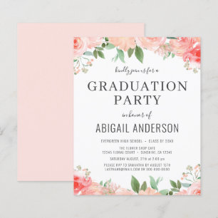 Lámina Invitación a graduación de floral de coral de melo