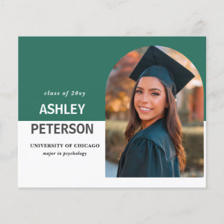 Lámina Invitación a graduación de foto de arco Verde azul