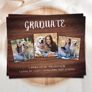 Lámina Invitación a graduación de foto de Budget Rustic 3