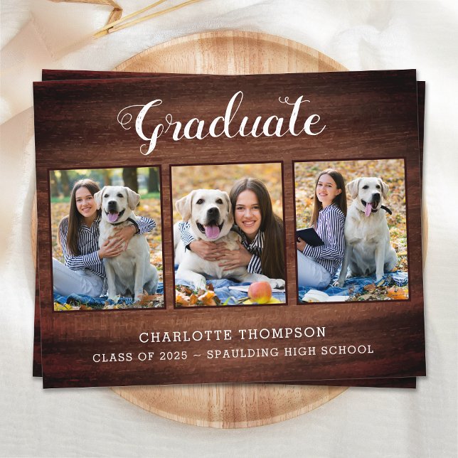 Lámina Invitación a graduación de foto de Budget Rustic W (Subido por el creador)