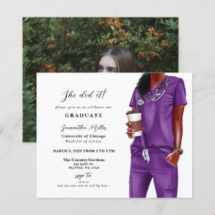 Lámina Invitación a graduación de foto de enfermeras con
