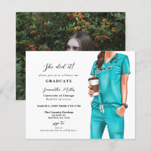 Lámina Invitación a graduación de foto de enfermero de Aq