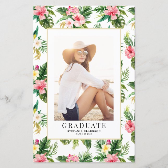 Lámina Invitación a graduación de fotografías tropicales  (Anverso)