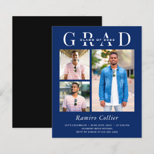 Lámina Invitación a graduación de fotos de la Marina Azul