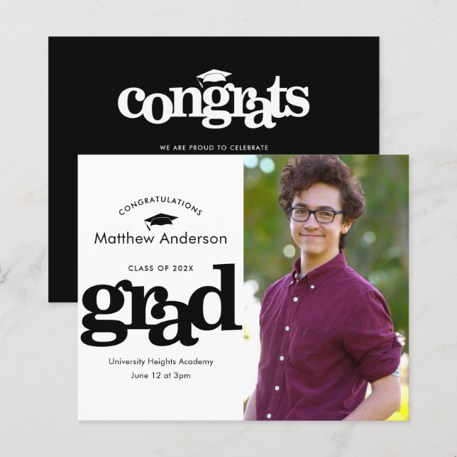 Lámina Invitación a graduación de fotos de presupuesto en (Anverso / Reverso)