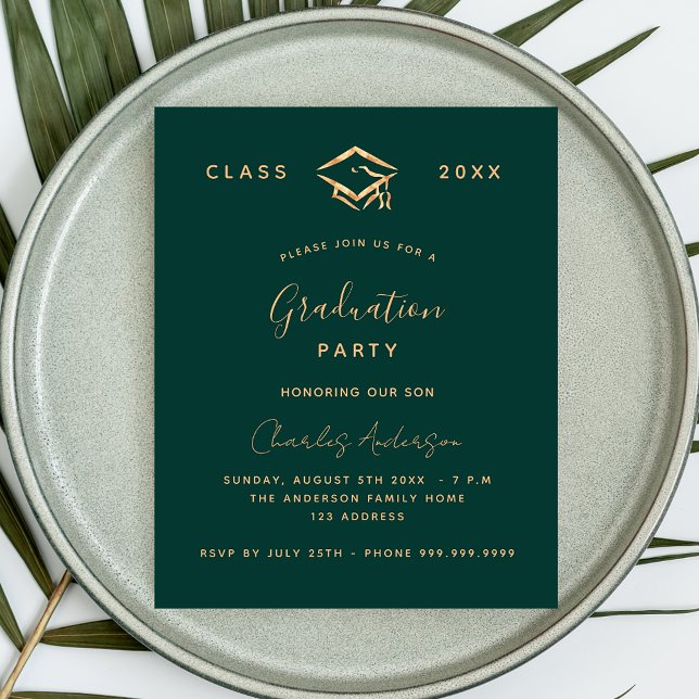Lámina Invitación a graduación de oro verde 2025 (Subido por el creador)