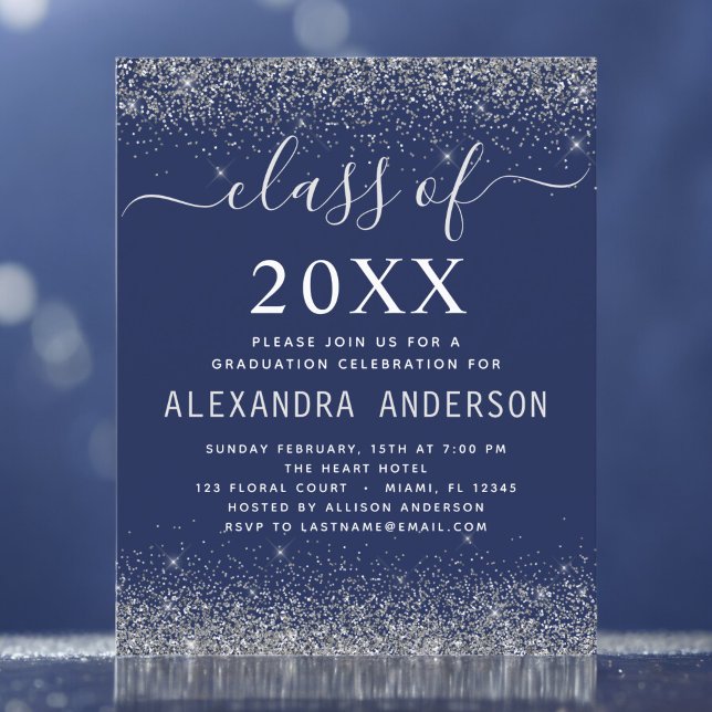 Lámina Invitación a graduación de plata azul de la Marina (Subido por el creador)